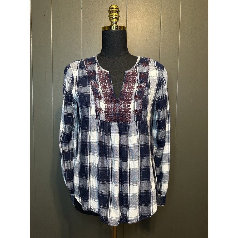 Abercrombie & Fitch Shirt‎ Women's M Medium BOHO Tunic Long Sleeve Blue